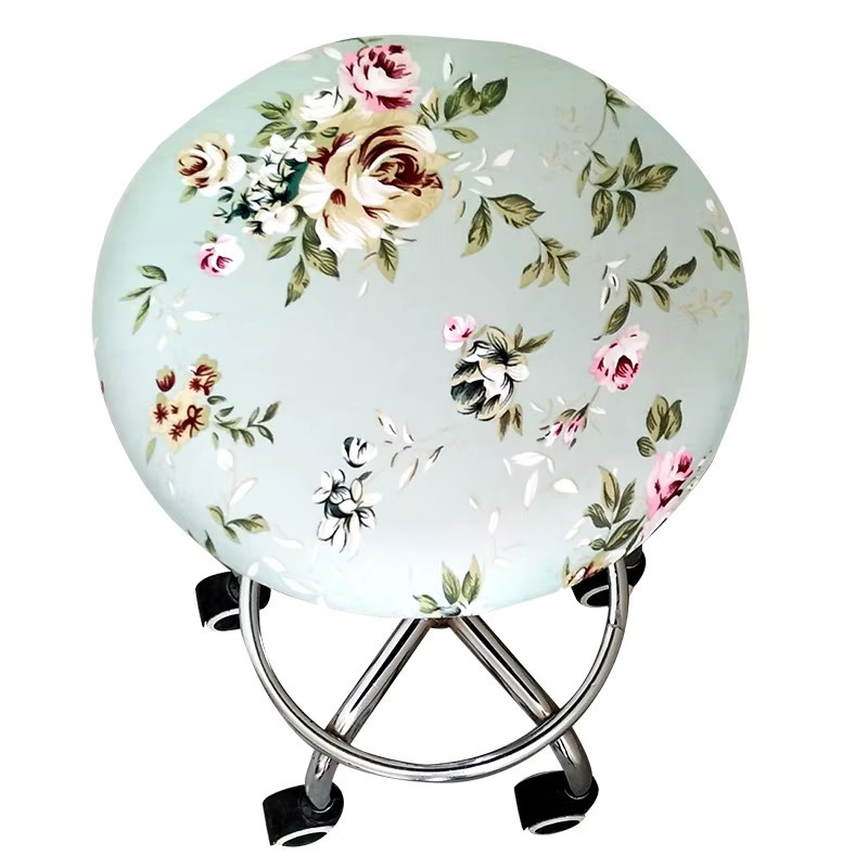 LIUXDIV Runder Stuhlbezug mit Blumenmuster in Multicolour, elastischer Hockerbezug aus Stretch-Material - Bild 2