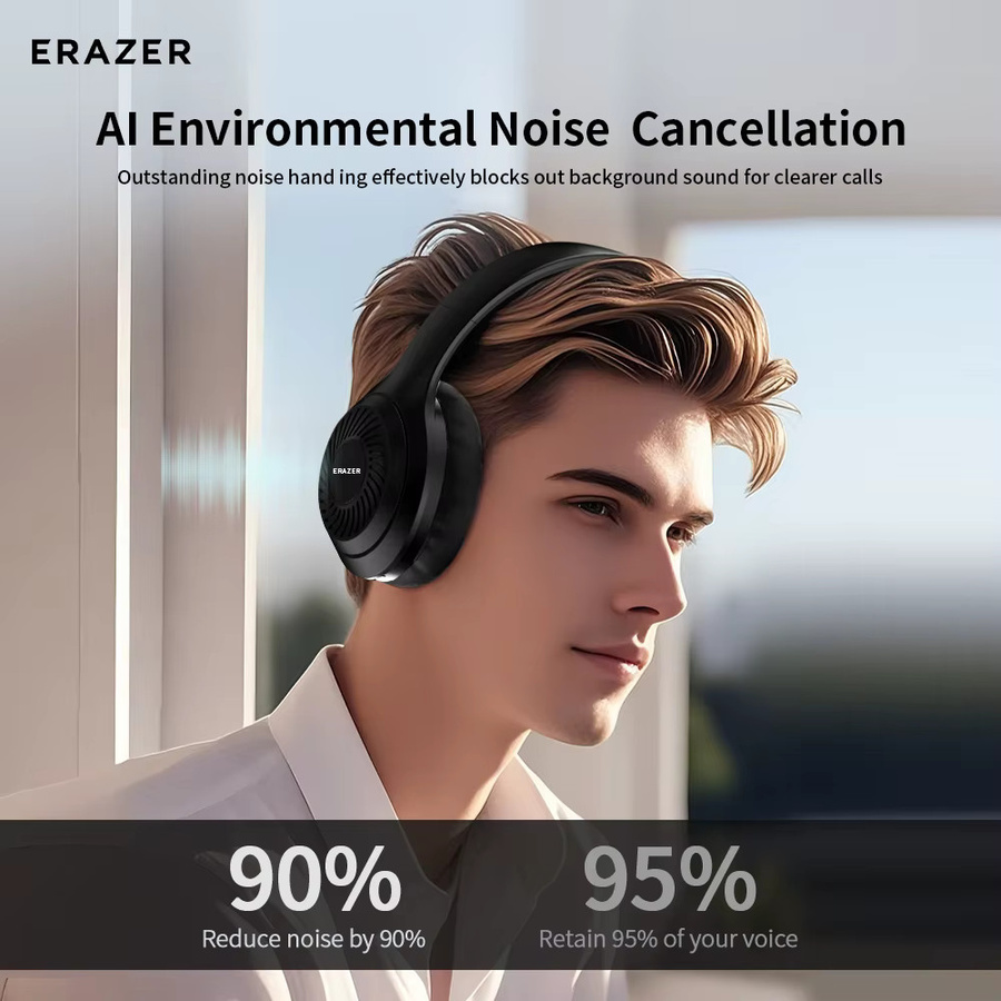 Lenovo Wireless Headset QT01 Stereo-Kopfhörer mit Geräuschunterdrückung und 40-mm-Lautsprechern in Schwarz oder Weiß - Bild 3