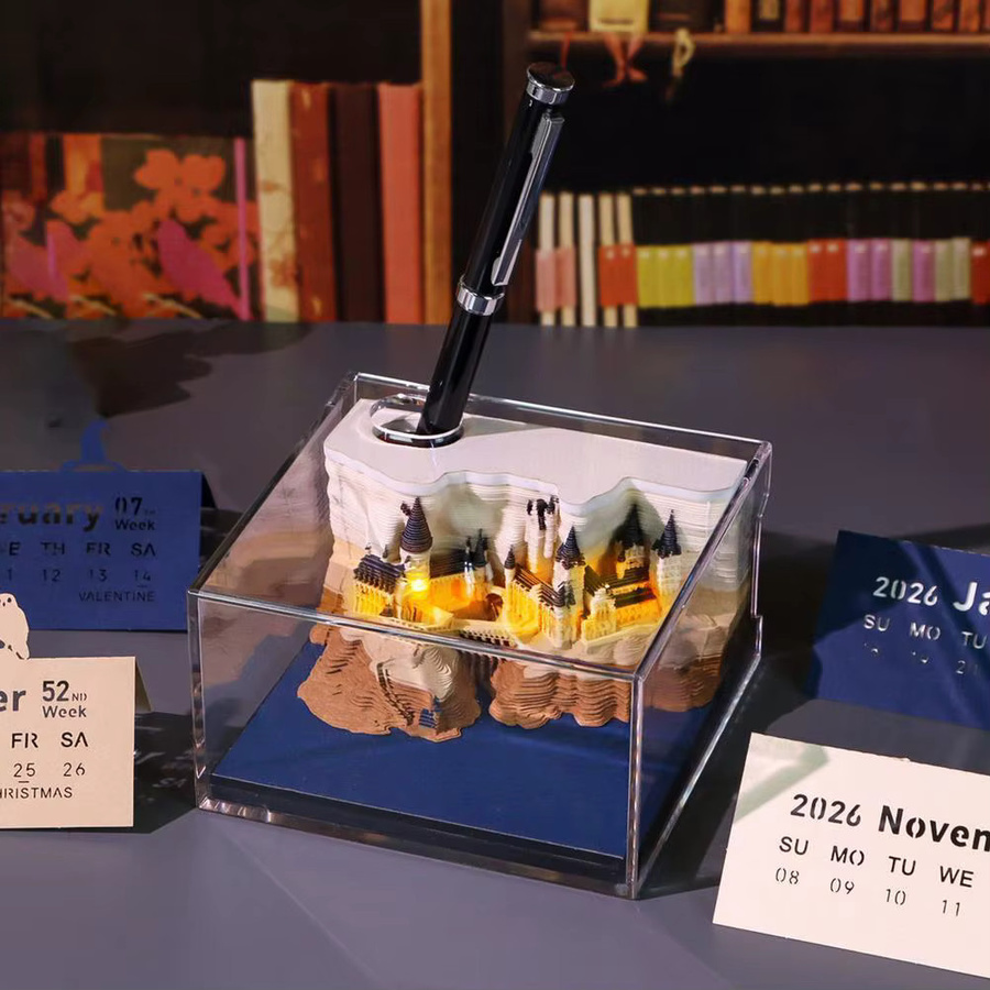 Mystischer 3D-Tischkalender 2025 mit Pop-Up-Schloss, Monatsplaner und Jahres-Organizer in Grün und Multicolour inklusive Haftnotizen und Aufgabenliste - Bild 4