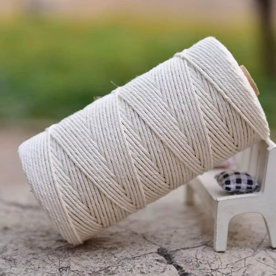 Beige Makramee Baumwollschnur für Wandbehang und Handwerk, Länge: 200 m, Durchmesser: 3 mm - Bild 2