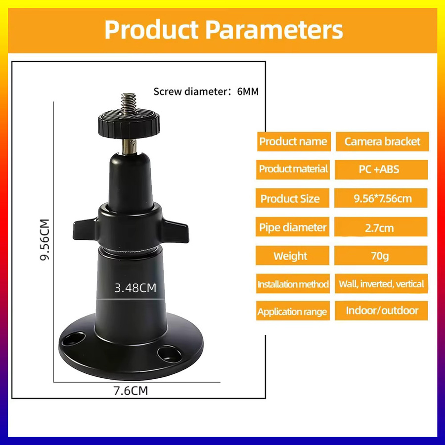 Verstellbare Sicherheits-Wandhalterung aus Metall für Arlo Ultra, Pro, Pro 2 und Pro 3 CCTV-Kameras, Farbe: Schwarz - Bild 1