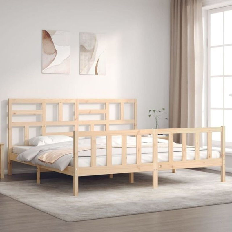 Massivholzbett Vidaxl aus Kiefer in Braun im Landhaus- und Skandinavischen Stil, B/T: 200 x 200 cm - Bild 1