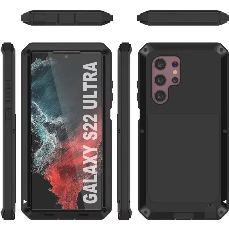 Doom Armor Metall-Aluminium-Handyhülle für Samsung S26 S25 S24 S23 Ultra Plus in Rot und Schwarz - Bild 1