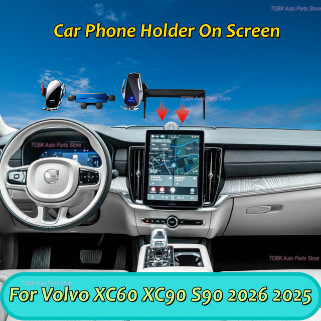 Smartphone Halterung mit Ladestation für Volvo XC60 XC90 S90 in Schwarz - Bild 1