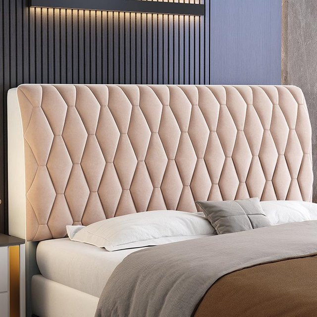 Elastischer Kopfteilbezug von Wish Today in Beige, weich und atmungsaktiv aus Samt, B/H: 220 x 65 cm - Bild 1