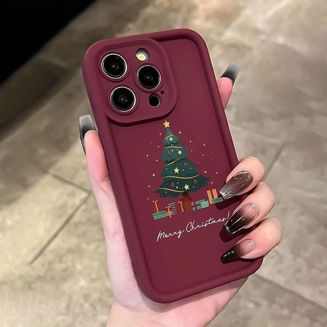 Apple iPhone Handyhülle aus TPU mit Weihnachtsbaum- und Weihnachtsgeschenkmuster in Rot, Anti-Drop-Schutz für iPhone 17 Air Pro Max, 16, 15, 14, 13, 12, 11 Pro Max, Xs, Xr, X, 7, 8 Plus und SE-Serie - Bild 1