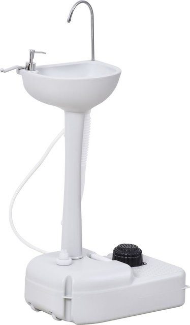 Outsunny Camping Waschbecken mit 17l Wassertank und Auffangbehälter für Abwasser, Grau, H x B x T: 103 x 33,5 x 51 cm - Bild 1