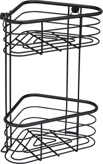 Wenko Eckregal Trestina aus Edelstahl in Schwarz matt, 2 Etagen, B: 25 cm, T: 35 cm, H: 16,5 cm - Bild 1