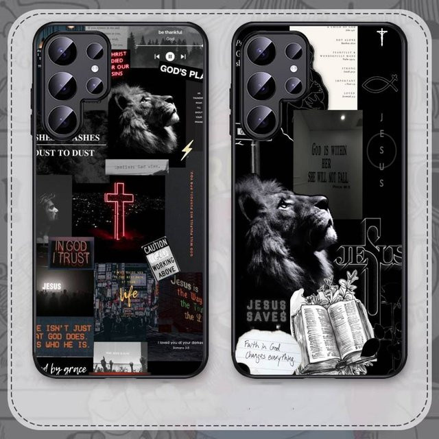 Christliche Jesus Handyhülle für Samsung Galaxy S25 S24 S23 S22 S21 S20 S10 S9 Plus Ultra FE Note 20 in Schwarz - Bild 1