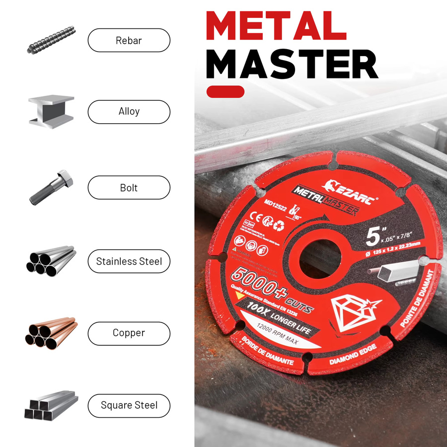 EZARC Diamant-Trennscheibe für Metall in Rot, Durchmesser: 125 mm - Bild 5