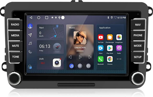 Junsun Autoradio mit Bluetooth in Schwarz für VW Polo Golf 5 6 T5 Passat Caddy - Bild 1