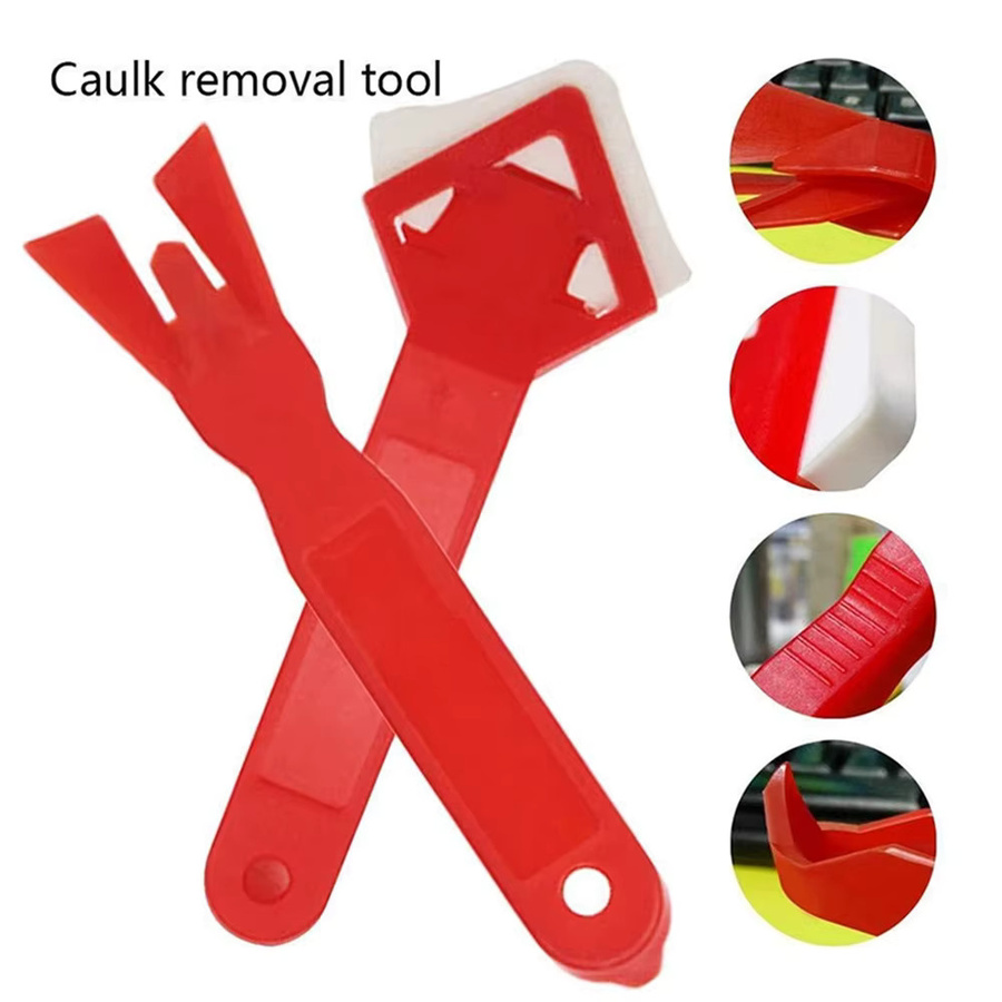 Silikon- und Mörtelspachtel zum Abdichten von Fenstern und Türen, Schaber-Werkzeug für Glas und Zement, Farbe: Rot - Bild 5