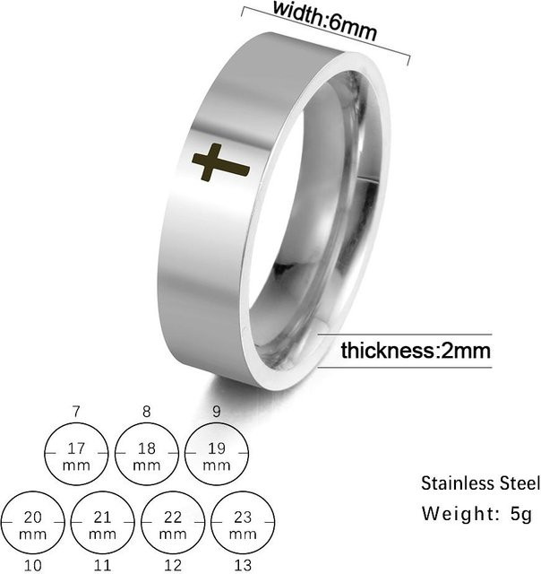 Kreuzring Edelstahl, Schwarz, Unisex - Bild 1