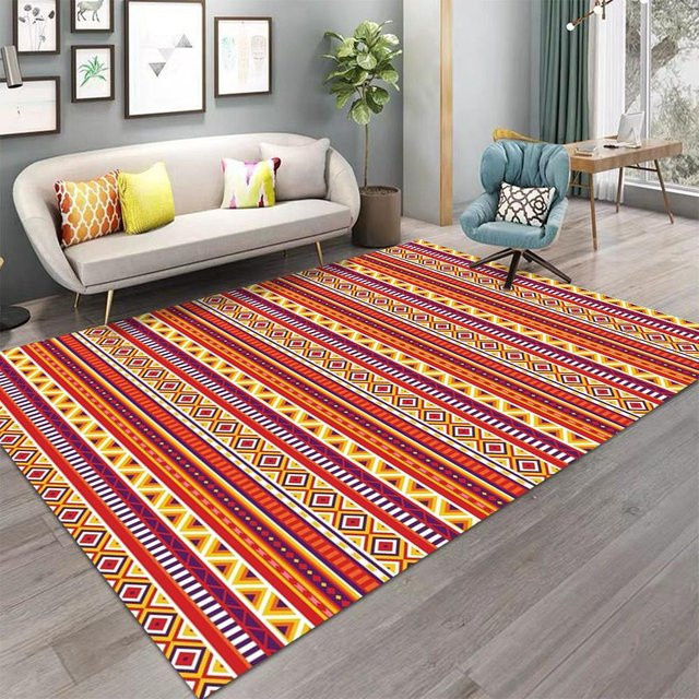 Roter Teppich mit persischem Muster, rutschfester Vintage-Bettvorleger aus Polyester, B/T: 40 x 60 cm - Bild 1