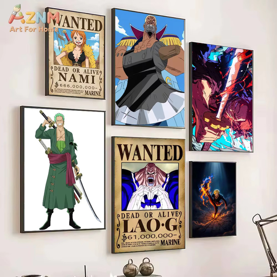 AZNM One Piece Nami Wanted Poster Anime Leinwand-Wandkunst in Multicolor - Bild 3