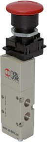 Riegler 5/2-Wegeventil mit manuellem Pilztaster, Notrastung und monostabiler Funktion, G 1/8, Multicolor - Bild 1