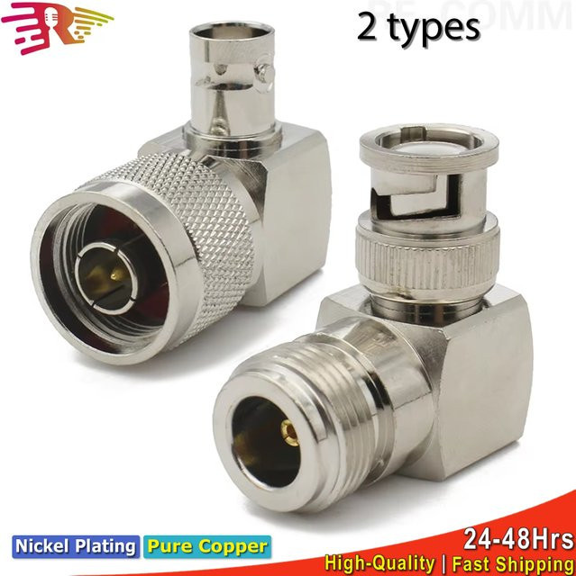 MEYNOOE HF-Koaxialstecker L16 N auf BNC-Stecker weiblich, 90-Grad-rechtwinkliger Adapter in Silber - Bild 1