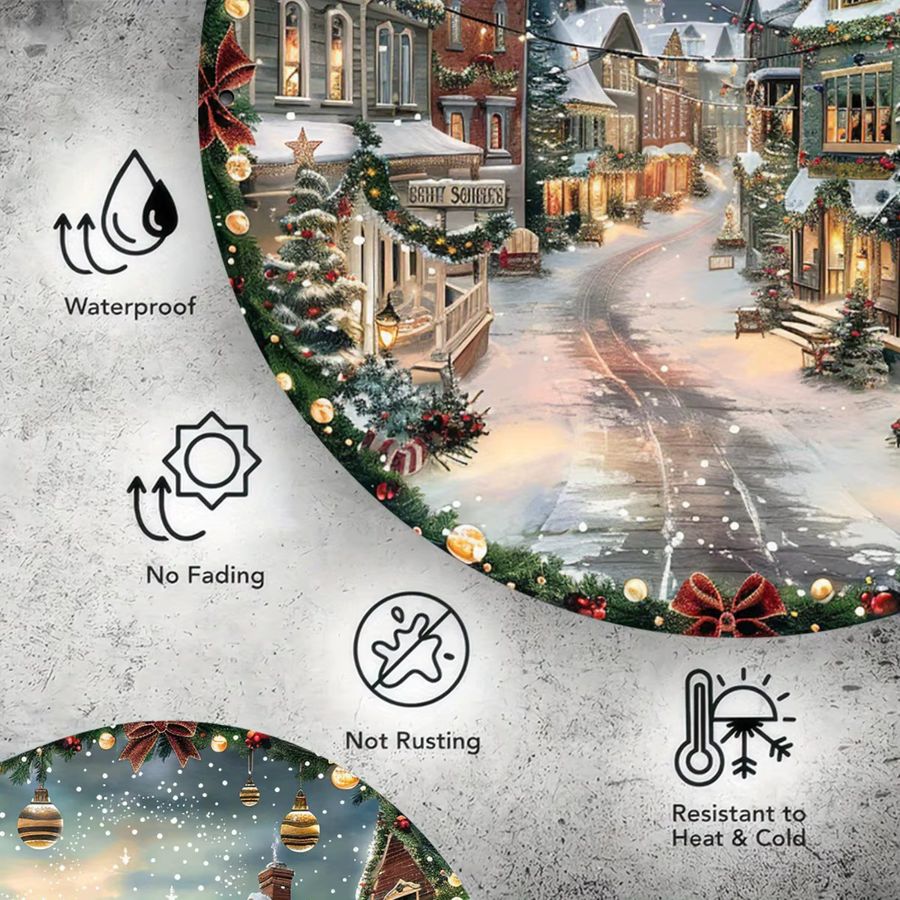 Potdemiel Magical Snowy Night Vintage Aluminiumschild Weihnachts-Wanddekoration B/H: 20,3 x 20,3 cm - Bild 5