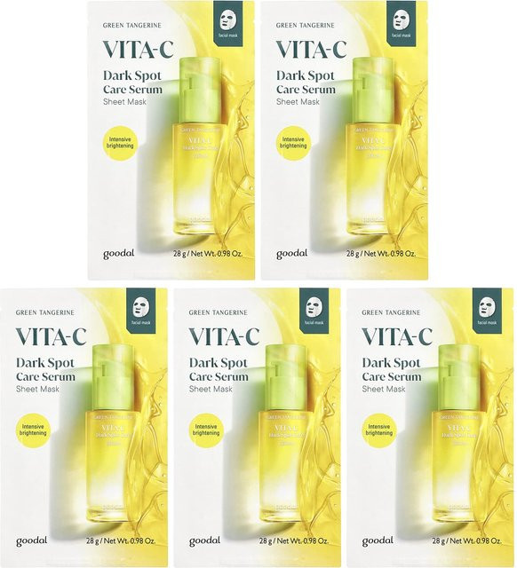 Goodal Green Tangerine Vita-C Dark Spot Care Serum Beauty Tuchmaske, 5 Stück, 28g - Bild 1