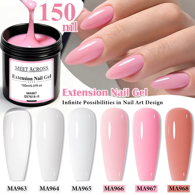MEET ACROSS Builder Gel Nagelset, Nude Rosa, Glänzend, 2 x 150 ml - Bild 2