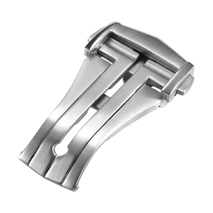 Uhrenschnallen Edelstahl, Doppeldruck-Faltschließe, 18 mm, 20 mm, Silber - Bild 4