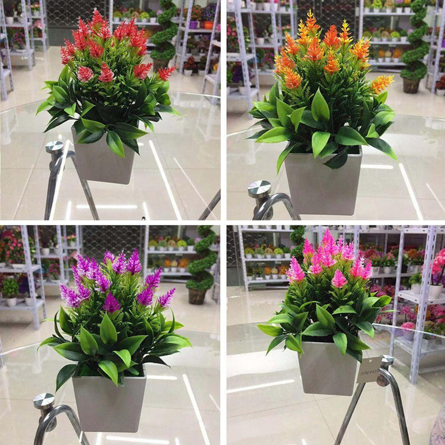 Künstliche Bonsai Kunstseidenblume in Orange mit Topf für Innen und Außen zur Dekoration von Heim, Garten und Büro - Bild 3