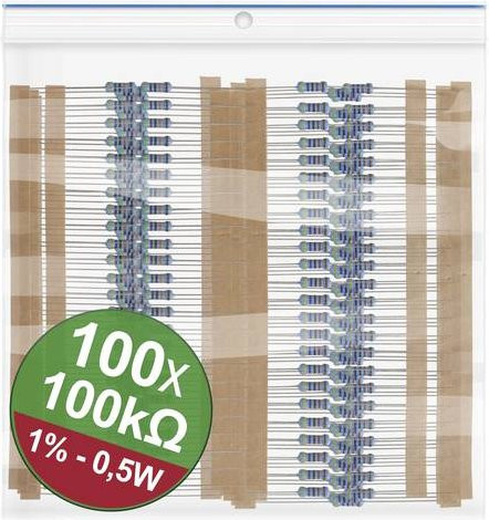 Quadrios 22P100 Metallschicht-Widerstand Sortiment, axial bedrahtet, 0.5W, 1%, multicolor - Bild 1