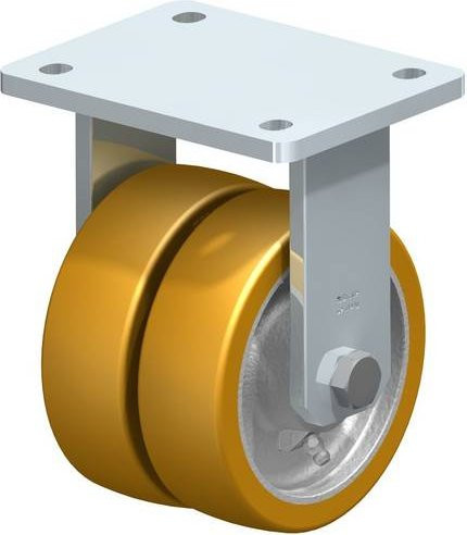 Blickle BOD-GTH 125K Doppel-Bockrolle aus Stahl und Kunststoff, Durchmesser: 125 mm, Tragfähigkeit: 900 kg, galvanisiert, silber - Bild 1