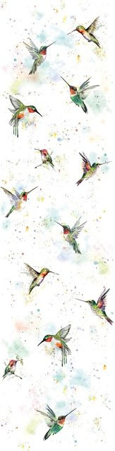 Marburg Vliestapete Kolibri in Crushed-Optik mit Tiermotiv, Farbe: Weiß/Mehrfarbig, Breite: 70 cm, Höhe: 270 cm - Bild 1