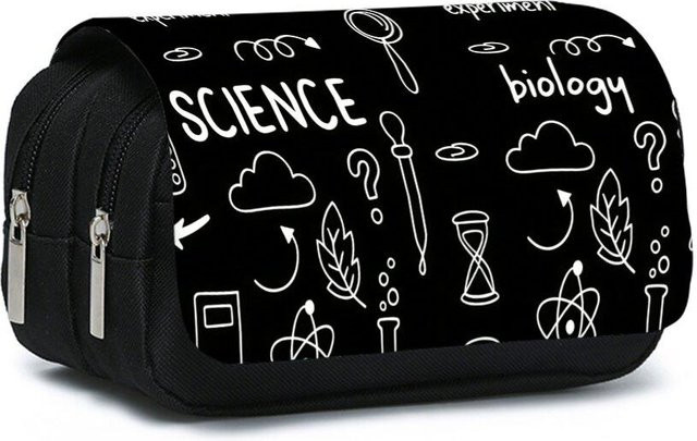Fancy Style Studio Federmäppchen mit Periodensystem der Elemente, doppelseitig wendbares Stoff-Federtasche in Schwarz - Bild 1