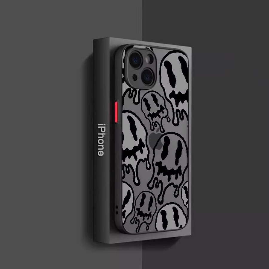 Potdemiel iPhone Schutzhülle mit lustigem Geistergesicht in Transparent und Multicolour, matte Abdeckung für iPhone 14 13 12 11 Pro Max Mini und iPhone X XR XS Max 8 7 Plus - Bild 1