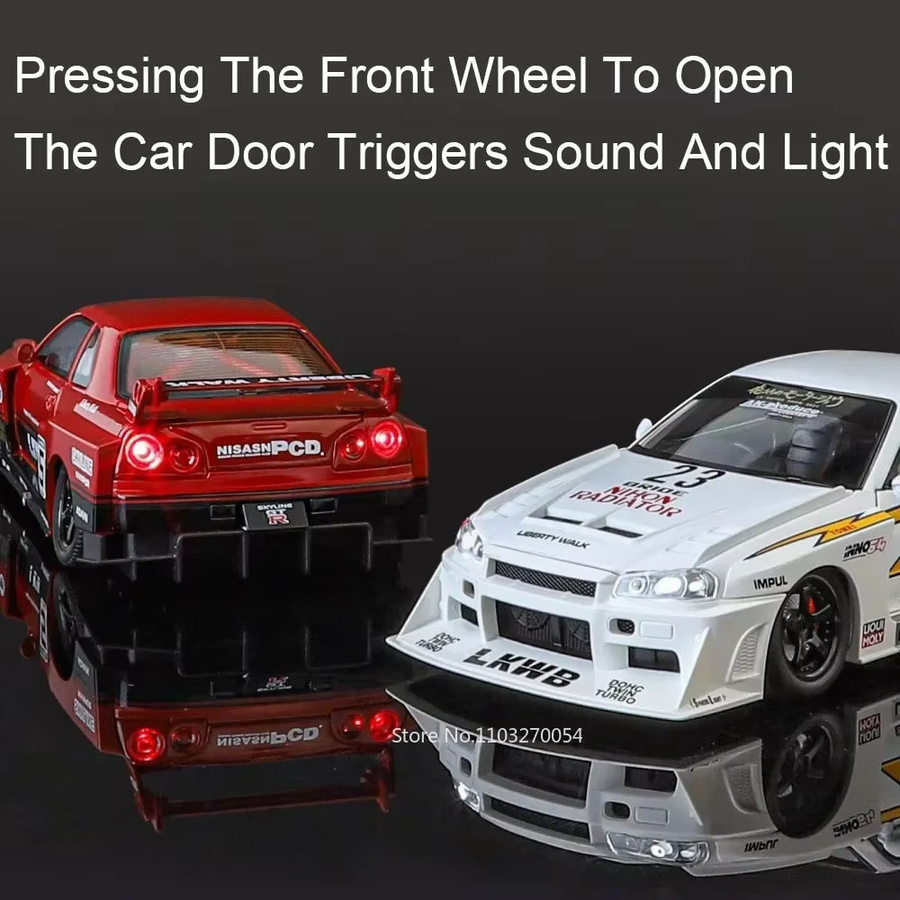 MAKEDA Skyline GTR S15 R34 Modell Auto, Diecast, 1:24, mit Licht und Sound - Bild 2