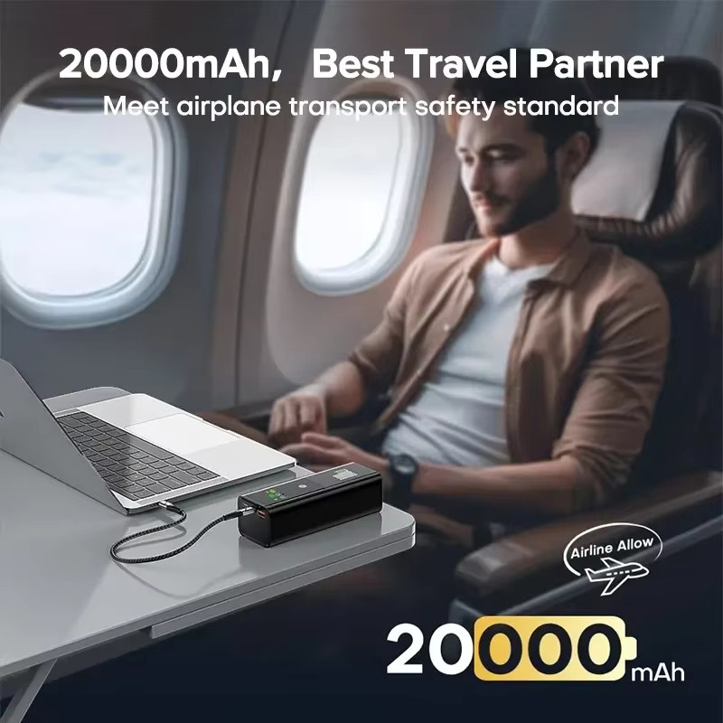 PD100W Power Bank mit 20000 mAh Kapazität und Schnellladefunktion für Laptop und iPhone, USB-C, in Schwarz oder Silber - Bild 6