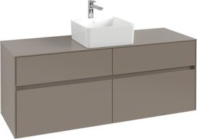Villeroy & Boch Waschtischunterschrank Collaro in Volcano Black Matt mit Türen und Schubladen, Wandmontage, B/H/T: 140 x 54,8 x 50 cm - Bild 1