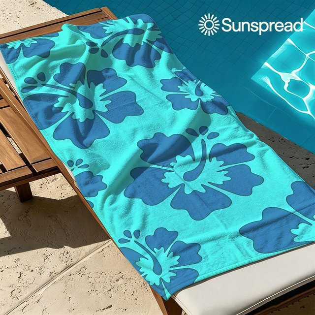 JMG Household Supplies Strandtuch Minze Hibiskus Silhouette in Türkis, schnelltrocknendes Reisehandtuch aus Polyester, B/H: 50 x 100 cm - Bild 1