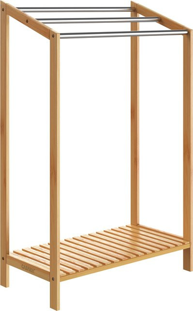 Casaria Handtuchhalter aus Bambus mit Edelstahlstangen in Braun, modern und lackiert, B/T/H: 85 x 51 x 31 cm - Bild 1