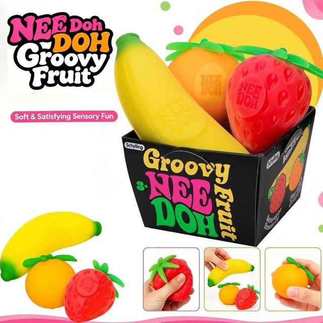 NeeDoh Frucht-Squishy-Spielzeug, simulierte Erdbeere, Banane, Orange, TPR - Bild 1