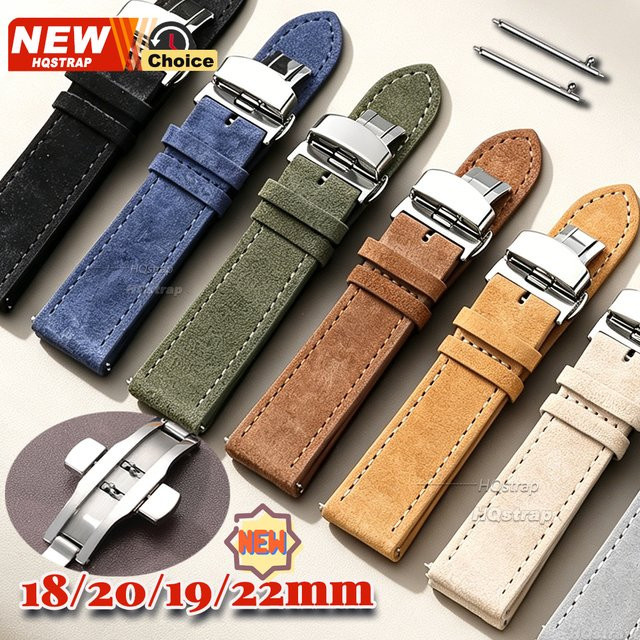 HQstrap Uhrenarmband Leder, Vintage, Schmetterlingsverschluss - Bild 1