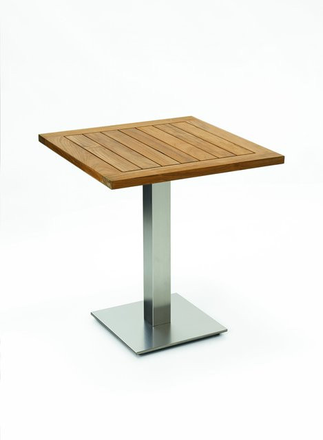 NIEHOFF GARDEN Bistro Gartentisch aus Teakholz und Edelstahl in Braun und Silber, B/T/H: 77 x 77 x 95 cm - Bild 1
