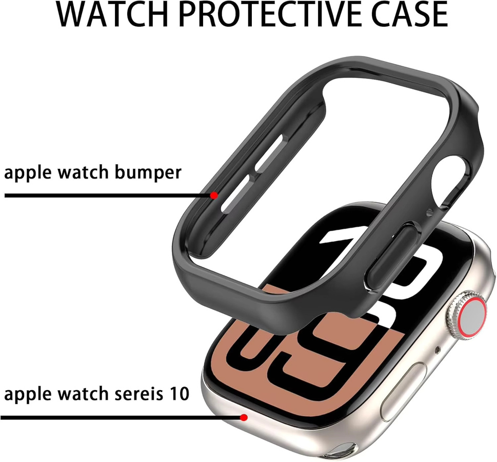 Apple Watch Schutzhülle, Kunststoff, Schwarz, Unisex - Bild 5