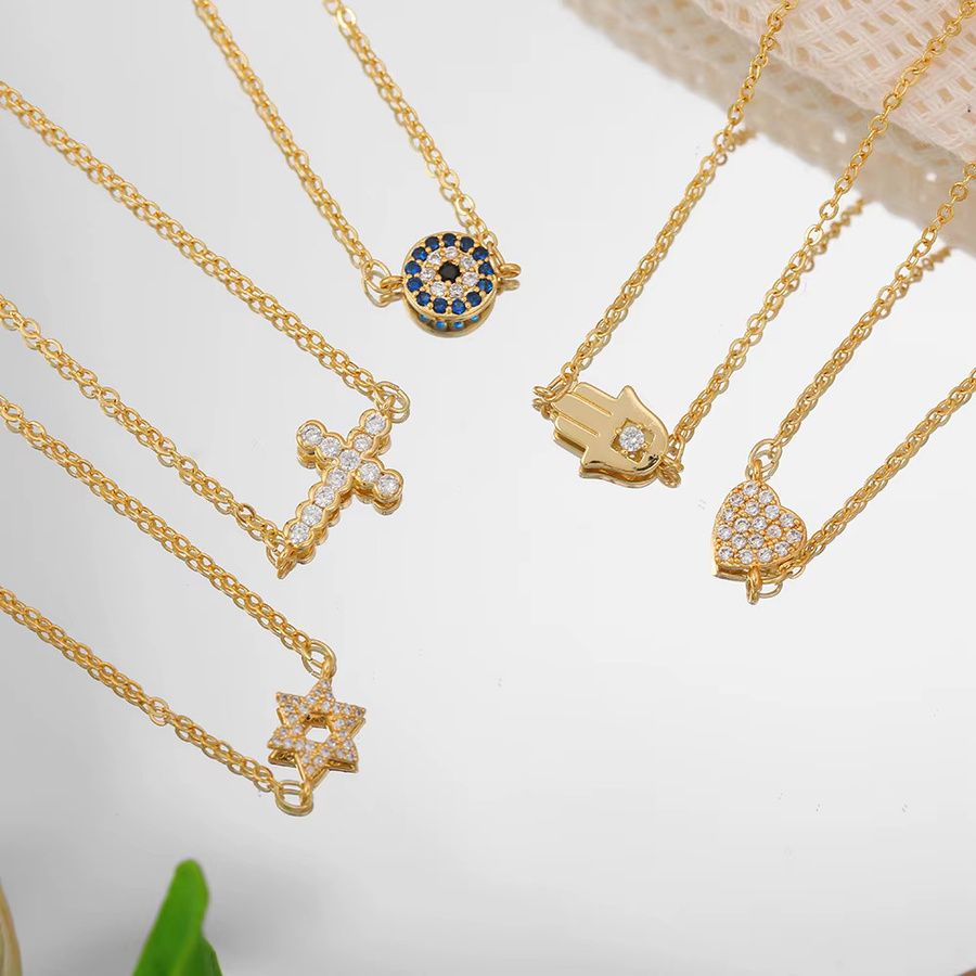 Erpels Halskette, vergoldet, Herz-Anhänger, Kreuz-Charm, Kristall, Damen - Bild 1