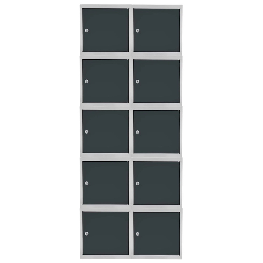 PROREGAL Blocky Schließfachwürfel Set aus 10 Einheiten mit Zylinderschloss und 2 Schlüsseln, Farbe Anthrazit/Lichtgrau, B/T/H: 40 x 40 x 40 cm - Bild 2