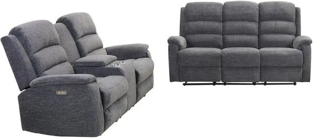 Couchgarnitur Vente-unique Nevers in Grau mit 3er und 2er Sessel, Stoff, Breite: 187 cm, Breite: 171 cm - Bild 1