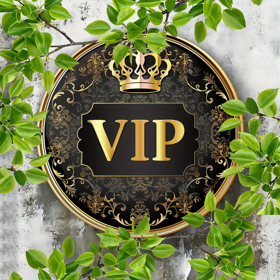 Vintage VIP Crown Metallschild von Potdemiel in Gold mit geometrischem Design zur Dekoration von Home-Office und Garten - Bild 4