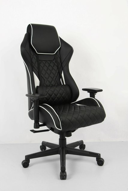 WRK21 Highend Gaming Stuhl mit adaptiver Rückenlehne in Schwarz aus veganem Leder und Metall - Bild 1