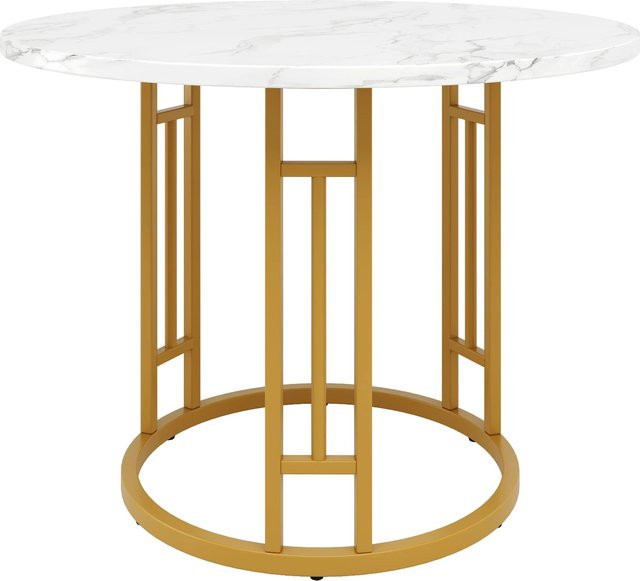 okwish Runder Esstisch in Gold für 4 Personen, Durchmesser: 80 cm - Bild 1