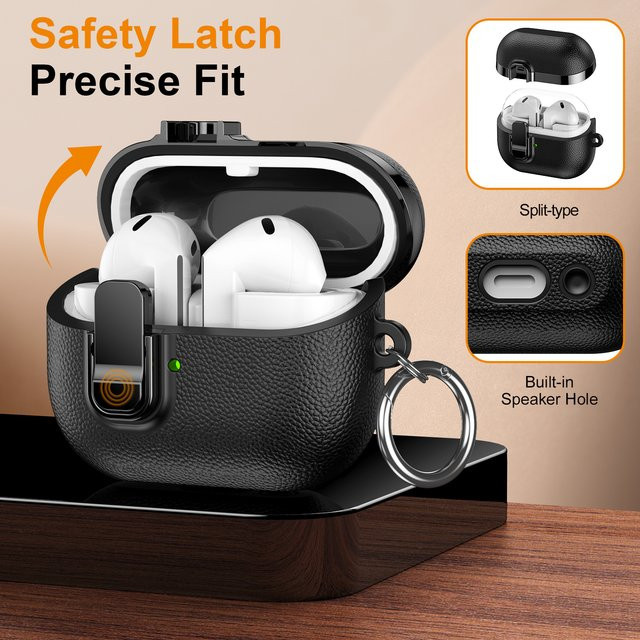ZEKS Leder Schutzhülle für Samsung Galaxy Buds 3, 3 Pro und 3 FE in Schwarz - Bild 1