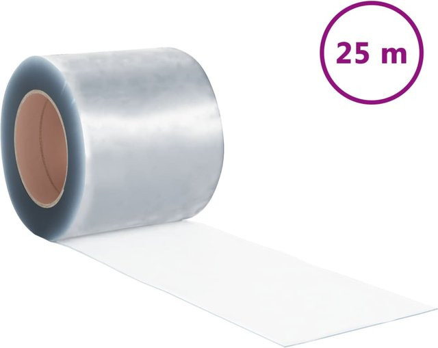 Streifenvorhang Rolle aus transparentem PVC von VD Home Furnishing, Breite: 20 cm, Länge: 25 m, Stärke: 1,6 mm - Bild 1