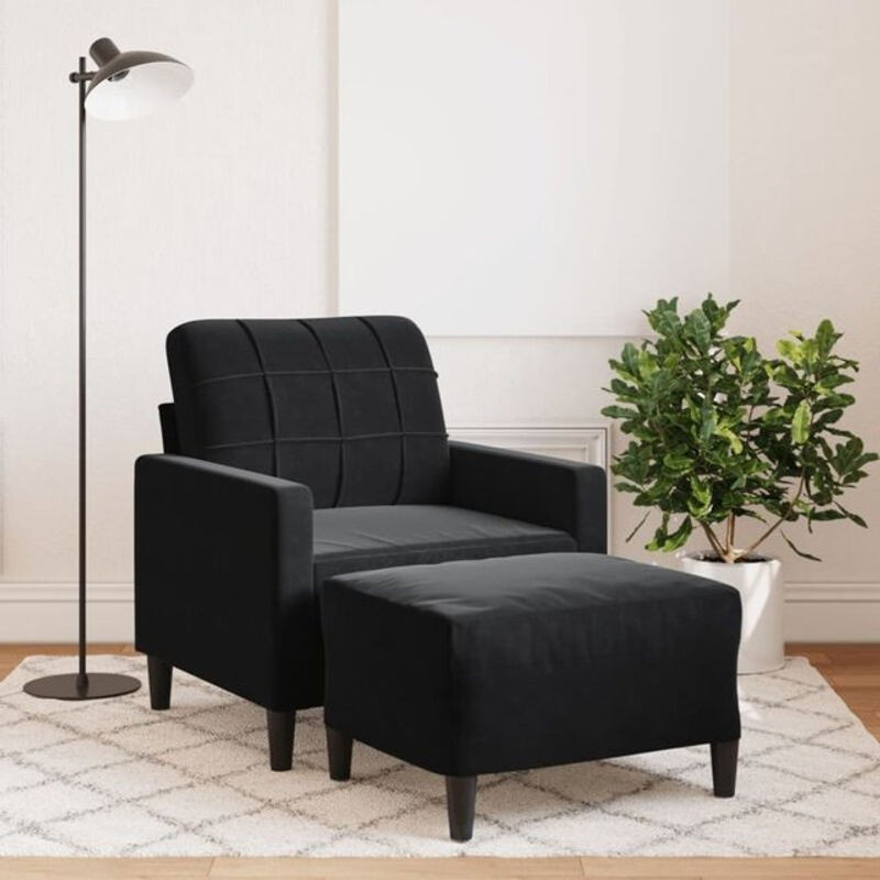 Modernes Sessel Set mit Hocker aus Samt und Metall in Schwarz von VIDAXL - Bild 1