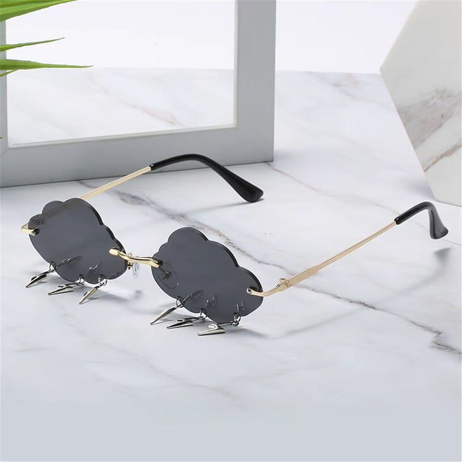 Gootrades Wolken Blitz Sonnenbrille, randlos, bunt, round, Metall, Damen - Bild 4